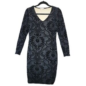 CHARLOTTE RUSSE Black Velvet Floral Dress Womens Medium Cocktail Comfort Stretch